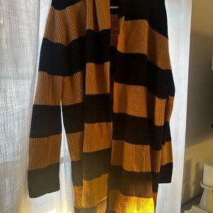 LOFT Black and Mustard Striped Cardigan